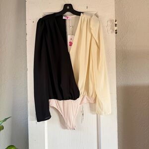 NWT Buddy Love Black and Cream Bodysuit